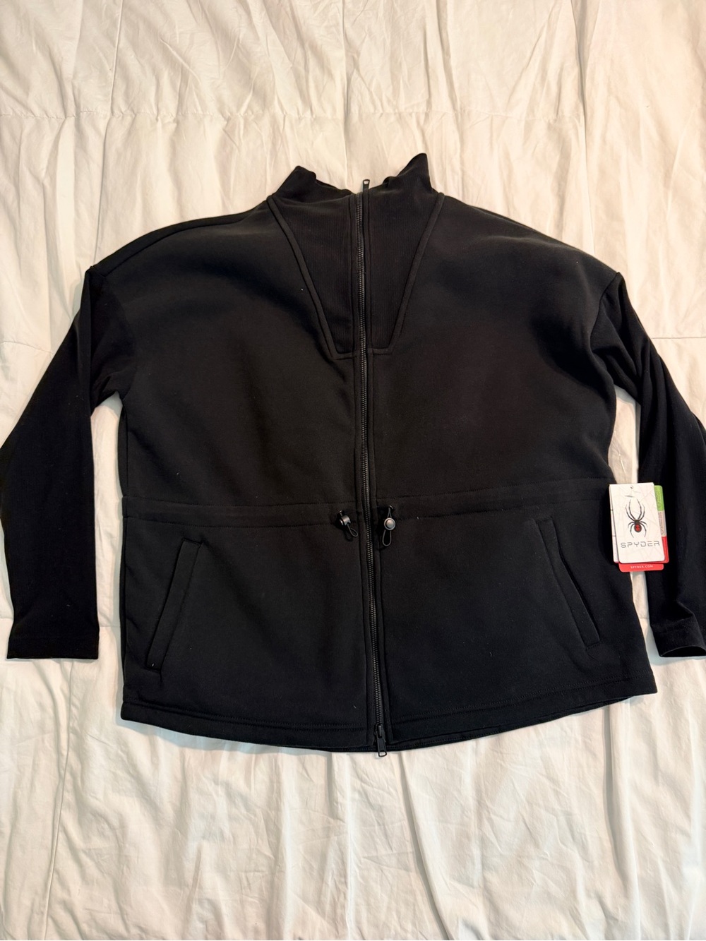 NWT Women’s Spyder Mixed Media Black Full-Zip Performance Jacket L